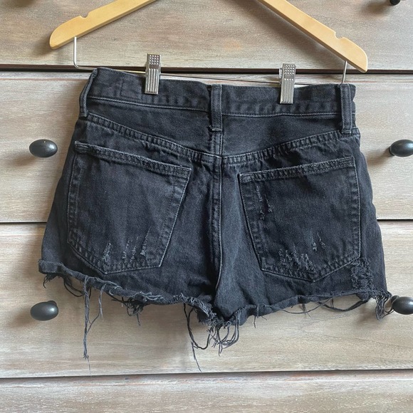 Free People We The Free Sofia Black Cutoff Button Fly Denim Jean Shorts - Picture 3 of 5